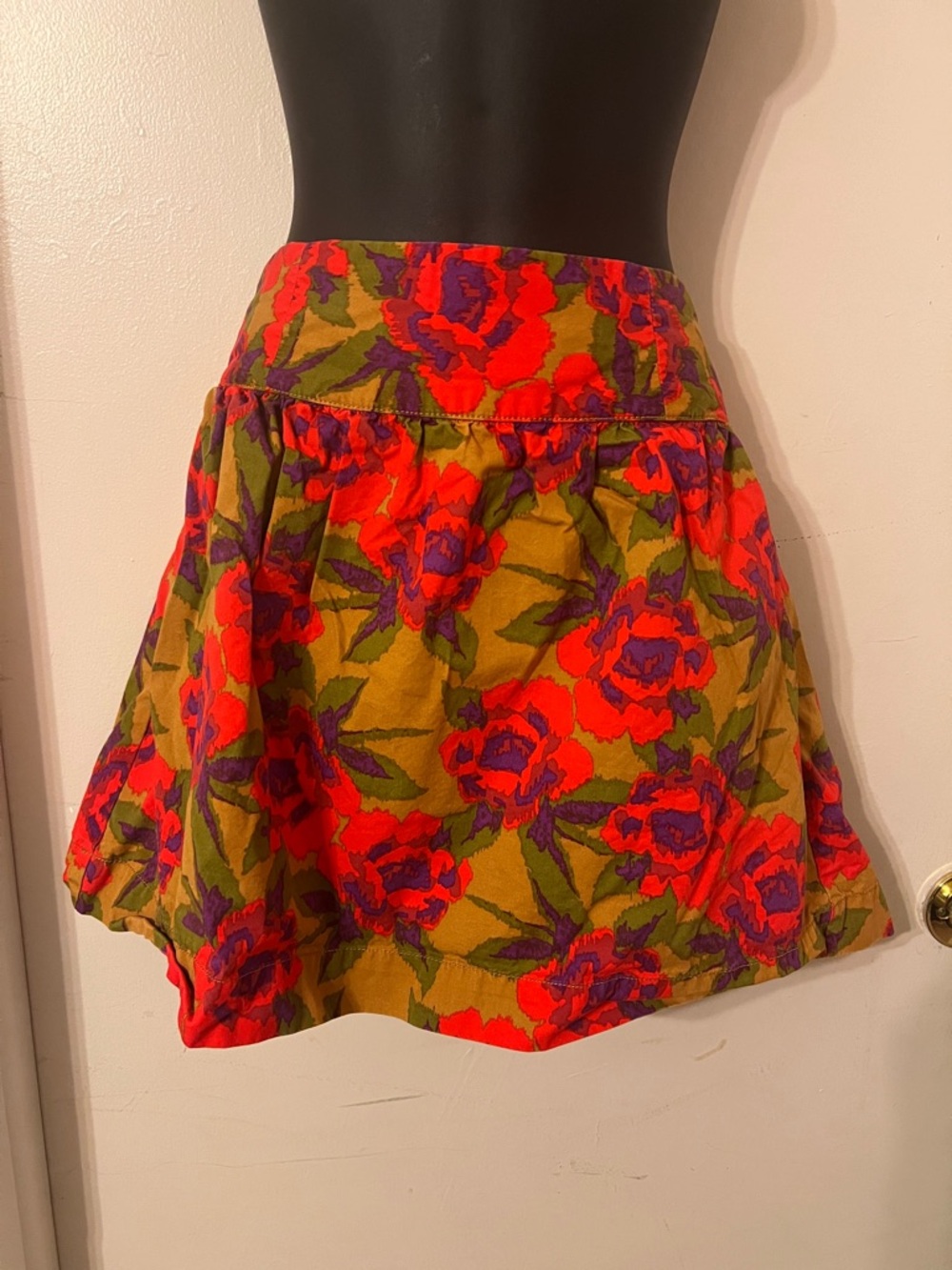 Fossil Floral Skirt with Red & Purple Blooms
